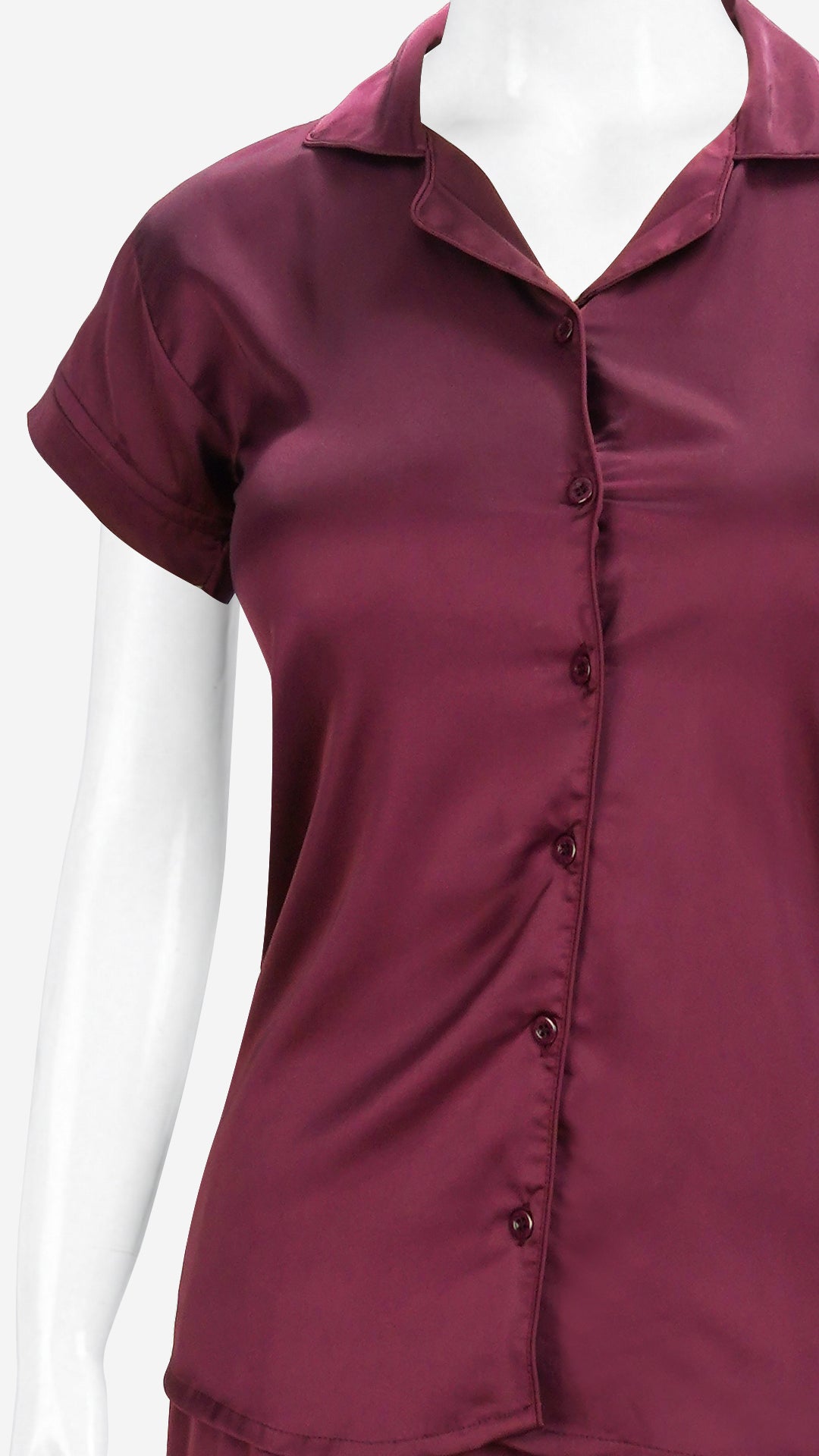 Satin Shirt & Pyjama Set | Front Open Half Sleeve Nightwear