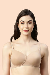 ENAMOR BRA F165 Honey Beige Ecolite Fabric Smooth Support Bra for Women - Padded, Wirefree and High Coverage