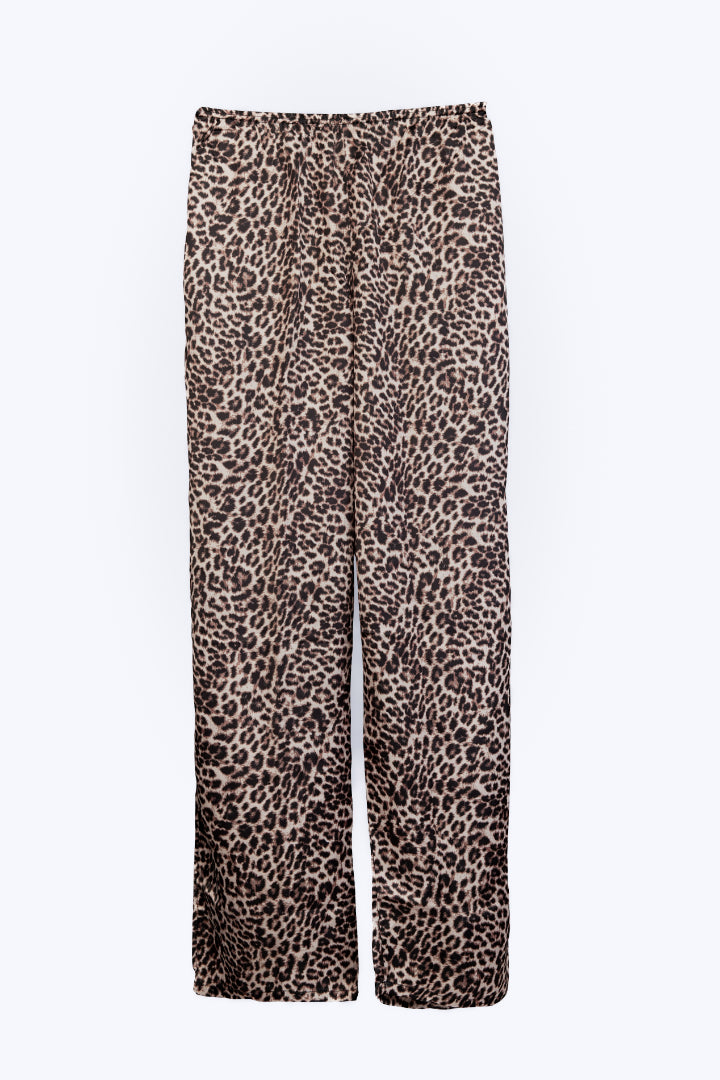 ANGELS FASHION Bold & Beautiful Two-Piece Nightwear Set with Collared Shirt and Straight-Leg PantsAG0830-LEOPR-C2S