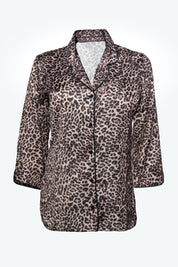 ANGELS FASHION Bold & Beautiful Two-Piece Nightwear Set with Collared Shirt and Straight-Leg PantsAG0830-LEOPR-C2S