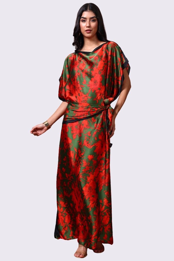 AXTZH Flowing Kaftan Nightwear with Adjustable Waist Strap and Elegant Detailing-RUSPR-K2S