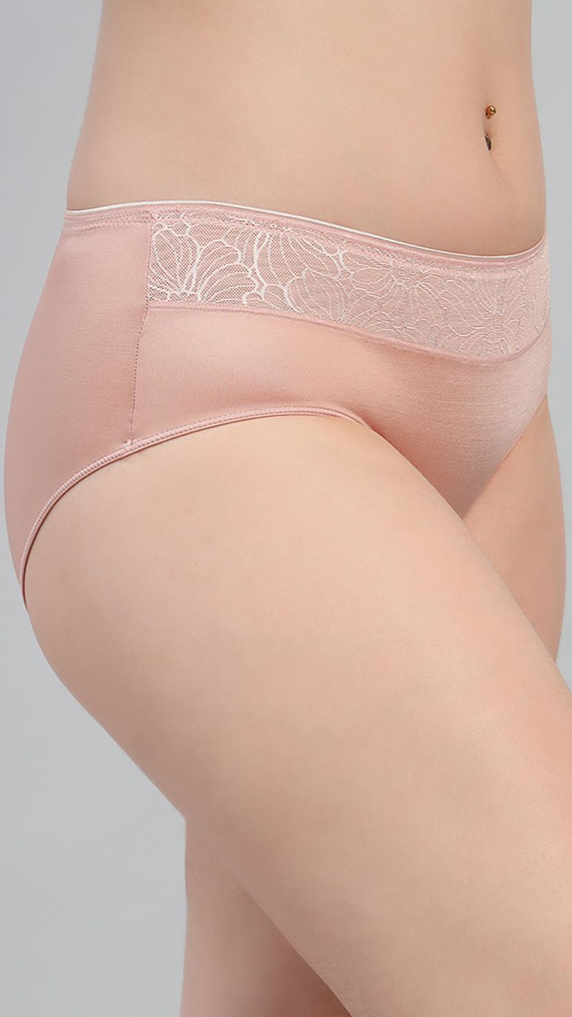 Amante Nude Lace Band Mid Rise Hipster Brief