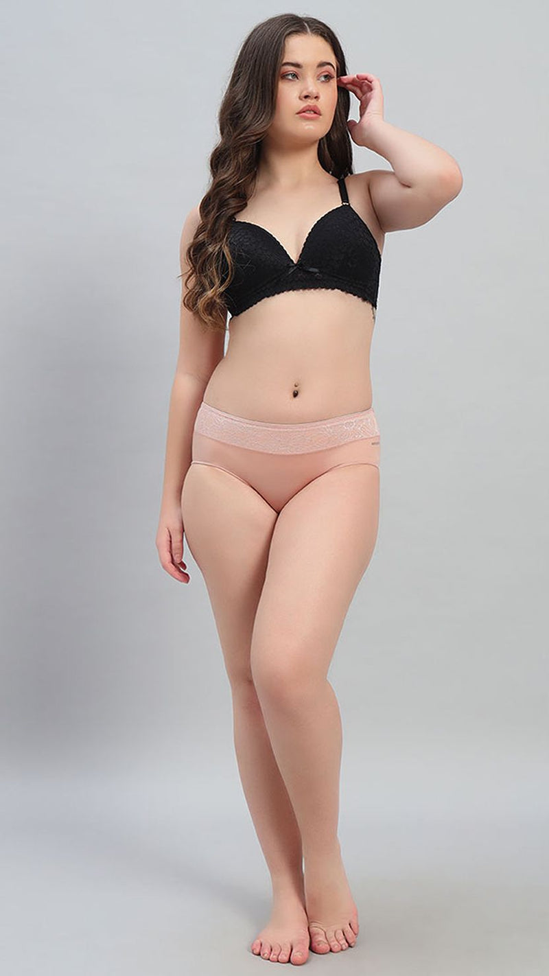 Amante Nude Lace Band Mid Rise Hipster Brief