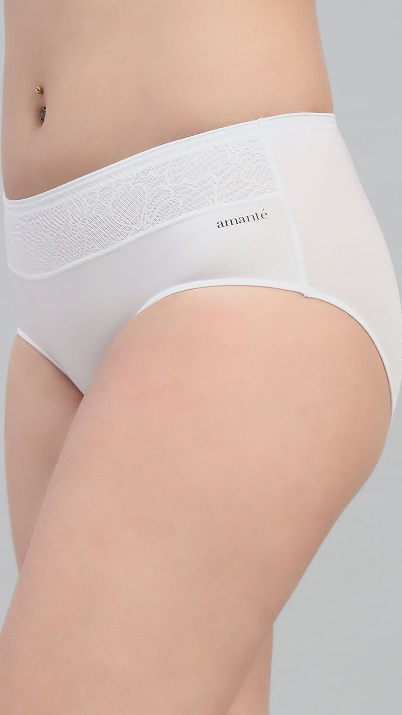 Amante Wide Lace Waistband Mid Rise Hipster Brief