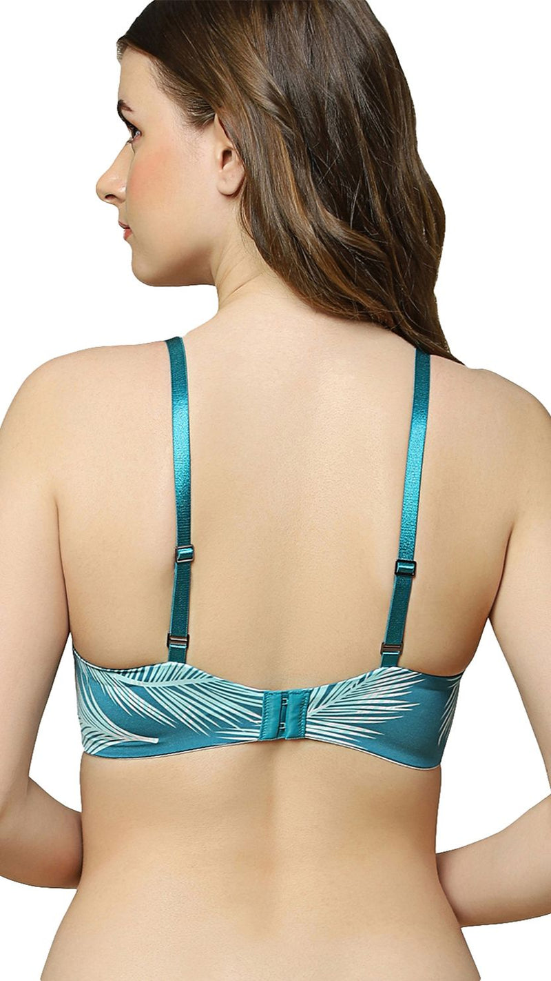 Triumph Blue Lightly Padded Tropical Print T-Shirt Bra