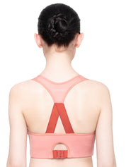 TRIUMPH BRA 110I632-CN Peach-Coloured Triaction Balance Top Lightly Padded Wireless Quick Dry High Bounce Control Sports Bra
