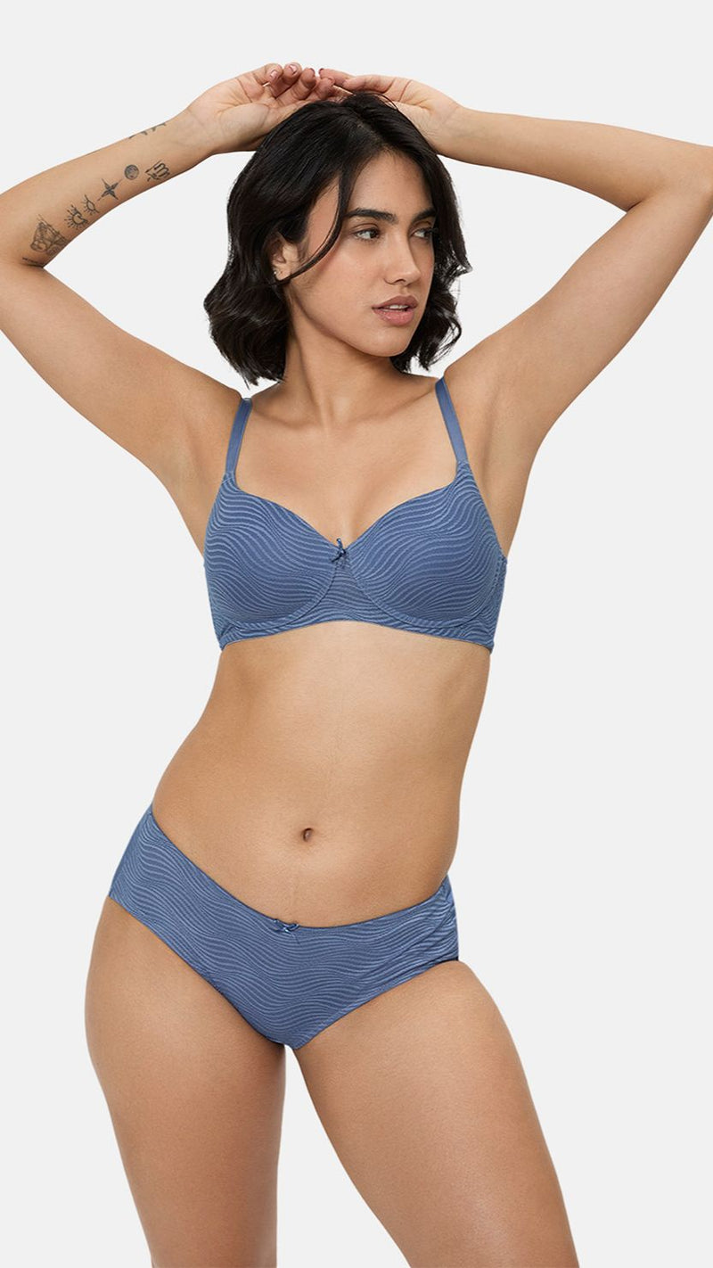 Triumph Blue Medium Coverage Non Wired Bra
