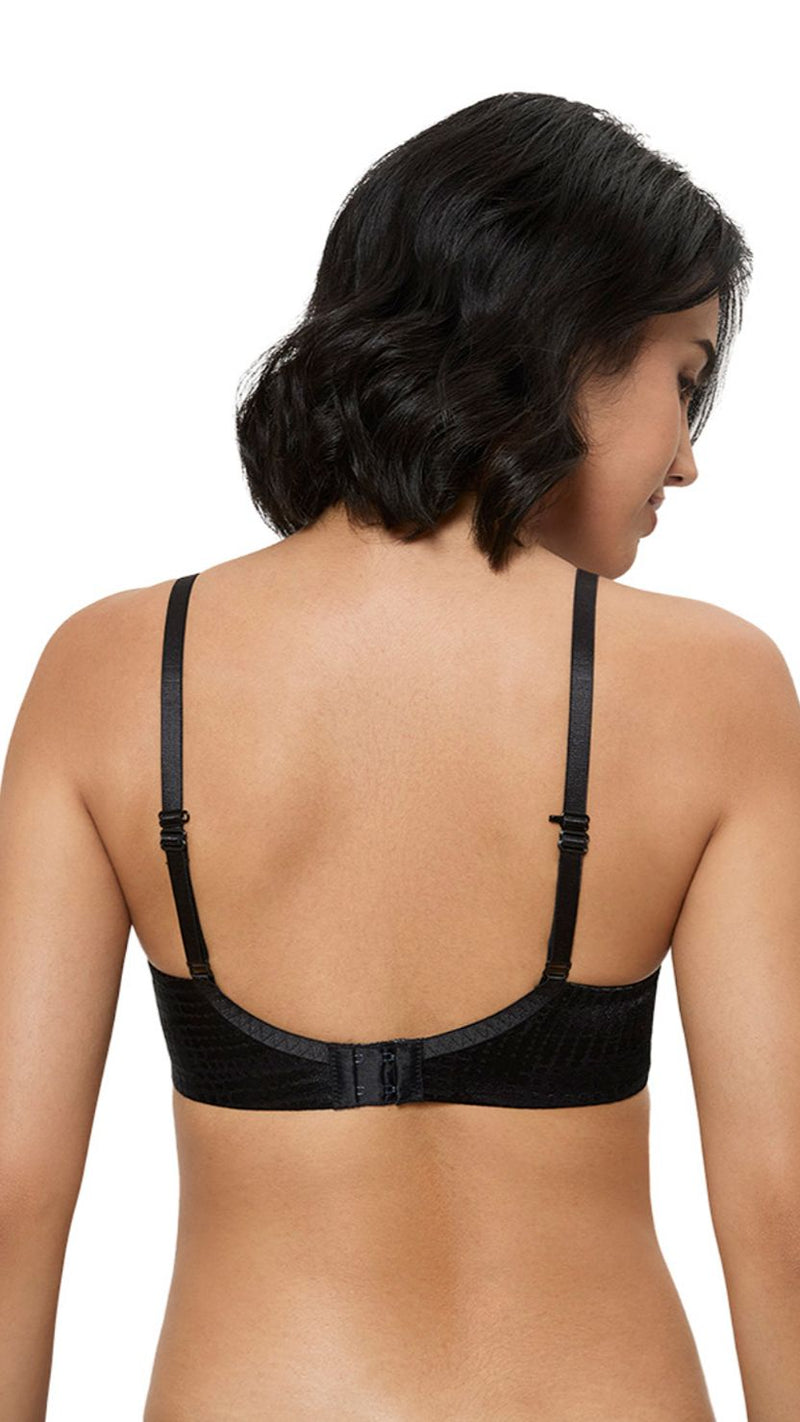 Triumph Black Sheen Jacquard Half Coverage Lightly Padded Bra