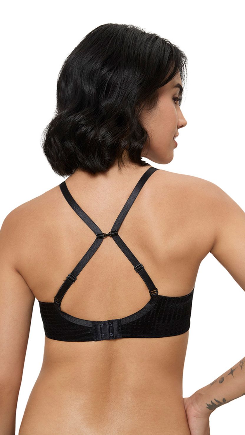 Triumph Black Sheen Jacquard Half Coverage Lightly Padded Bra