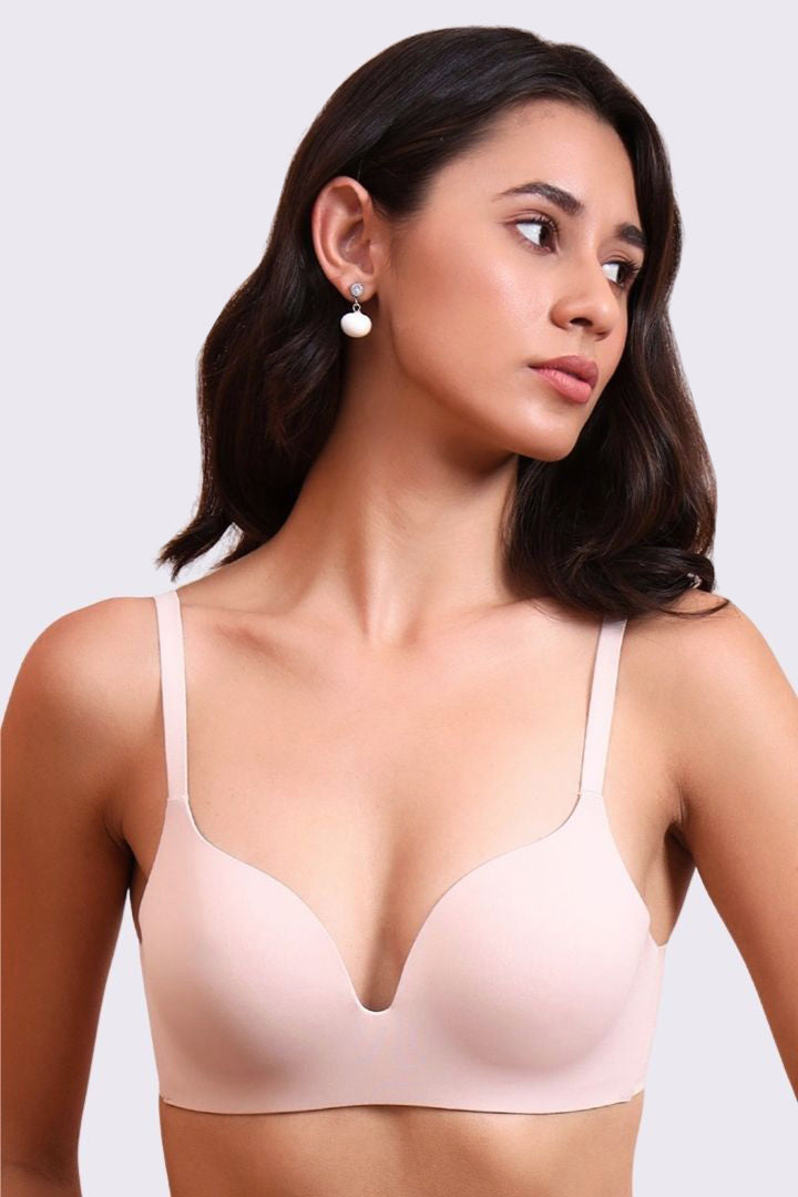 BELLAGIO Deep Plunge Bra with Light Padding, Seamless Finish, and Sleek Contour BB2215-SKIN-CP301
