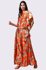 AXTZH Flowing Kaftan Nightwear with Adjustable Waist Strap and Elegant Detailing-ORUST-K2S