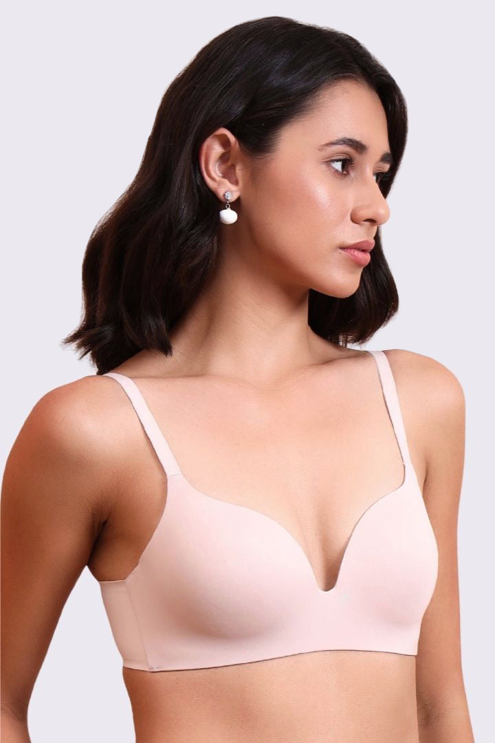 BELLAGIO Deep Plunge Bra with Light Padding, Seamless Finish, and Sleek Contour BB2215-SKIN-CP301