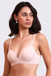 BELLAGIO Deep Plunge Bra with Light Padding, Seamless Finish, and Sleek Contour BB2215-SKIN-CP301
