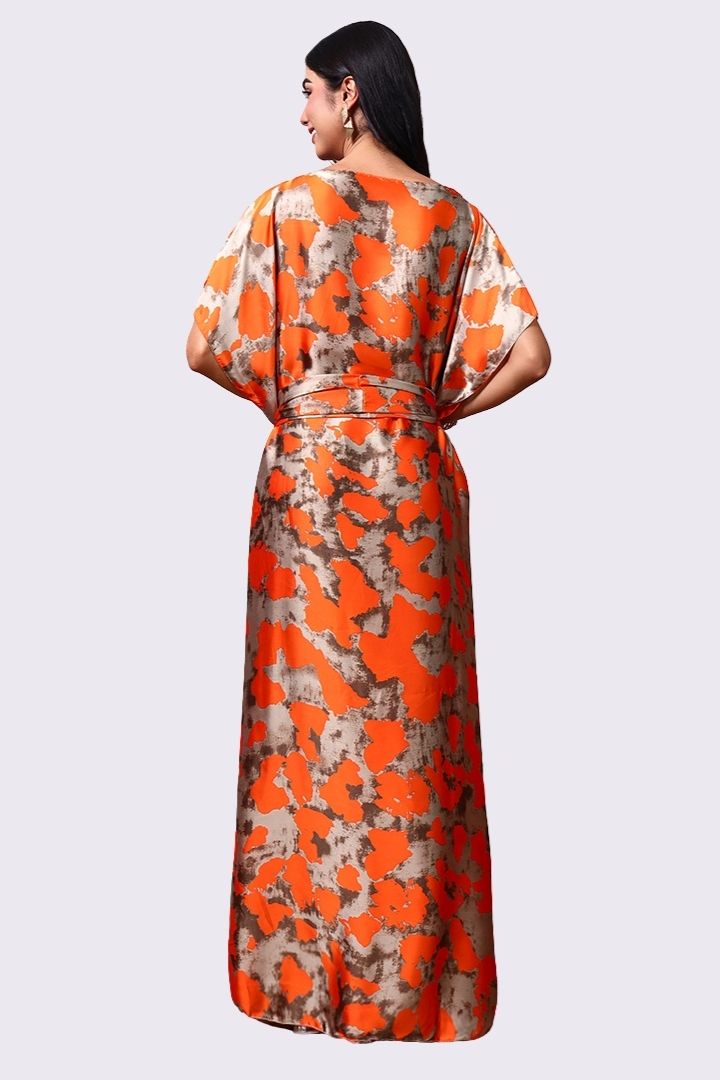 AXTZH Flowing Kaftan Nightwear with Adjustable Waist Strap and Elegant Detailing-ORUST-K2S