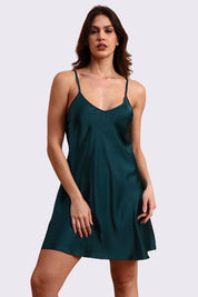 AXTZH Graceful Two-Piece Women’s Nightwear Set with Sheer Sleeves and Embroidered Detailing X2168-BGREEN-F12S