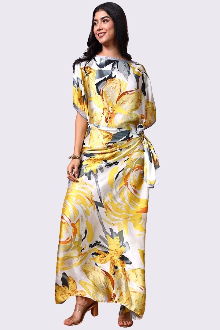 AXTZH Flowing Kaftan Nightwear with Adjustable Waist Strap and Elegant Detailing-LEMPR-K2S