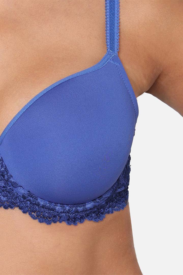 WACOAL BRA 853191 Embrace Lace Contour Padded Wired 3/4th Cup Everyday Wear Medium coverage T-Shirt Bra - Dark Blue