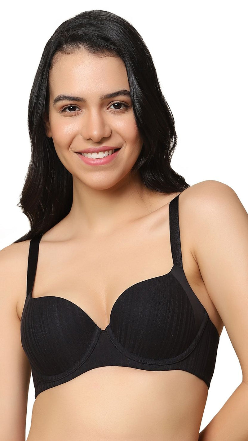 Triumph Black Patchwork Underwired Padded Bra