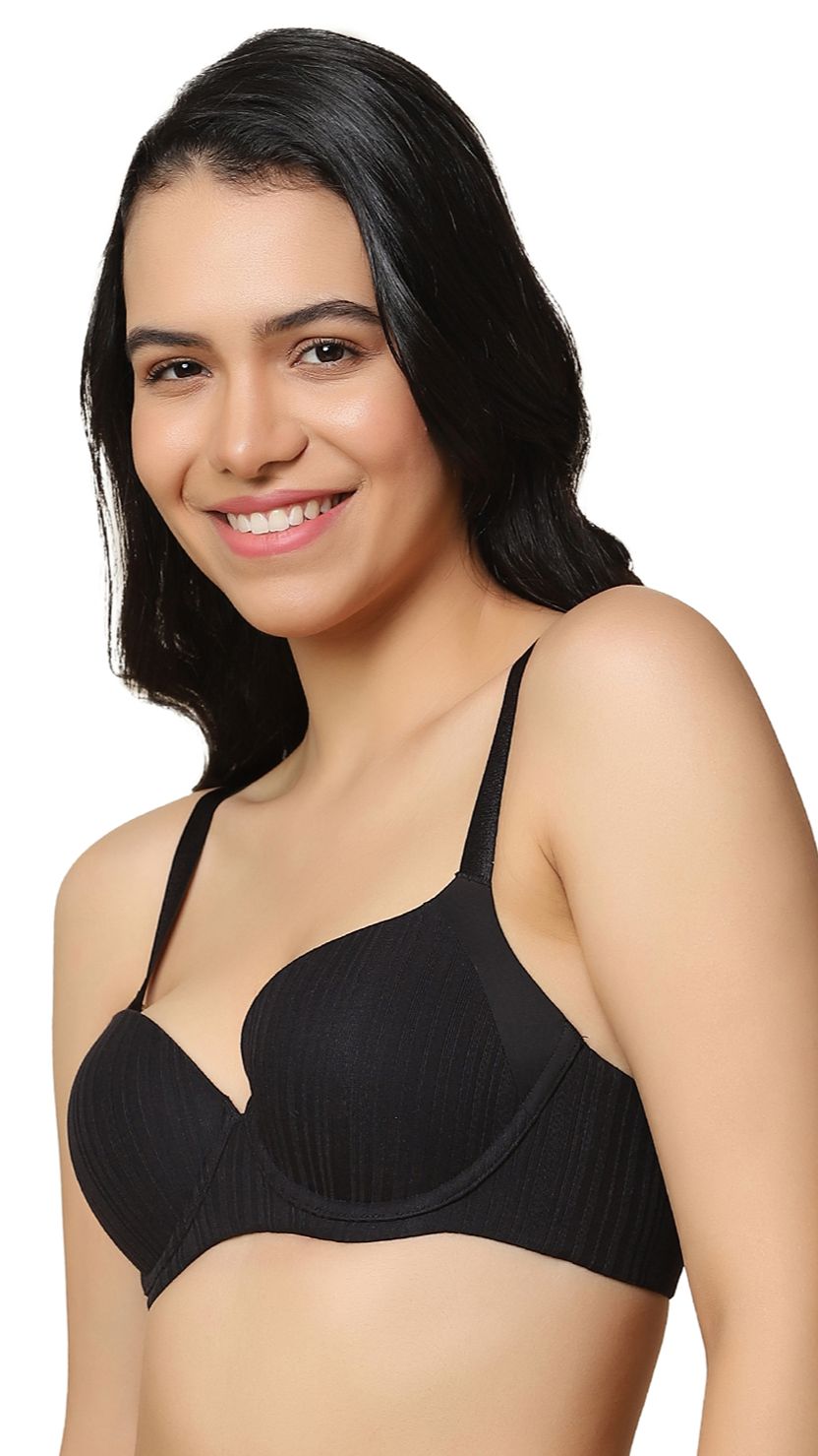 Triumph Black Patchwork Underwired Padded Bra