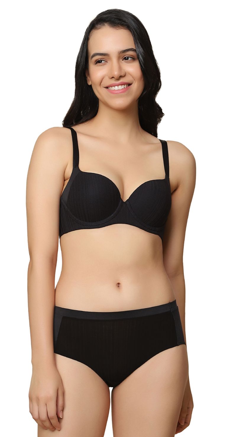 Triumph Black Patchwork Underwired Padded Bra