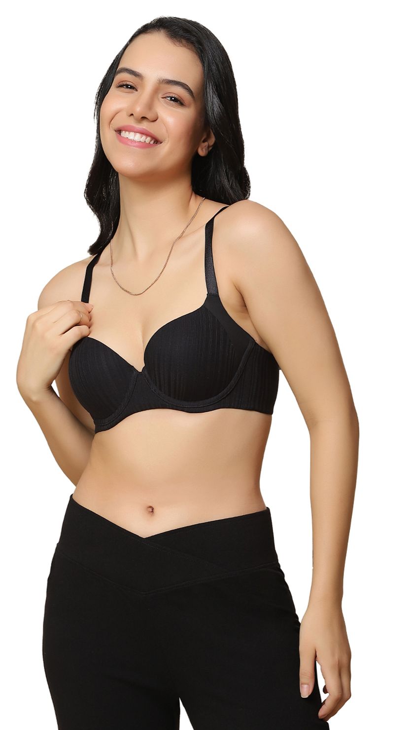 Triumph Black Patchwork Underwired Padded Bra