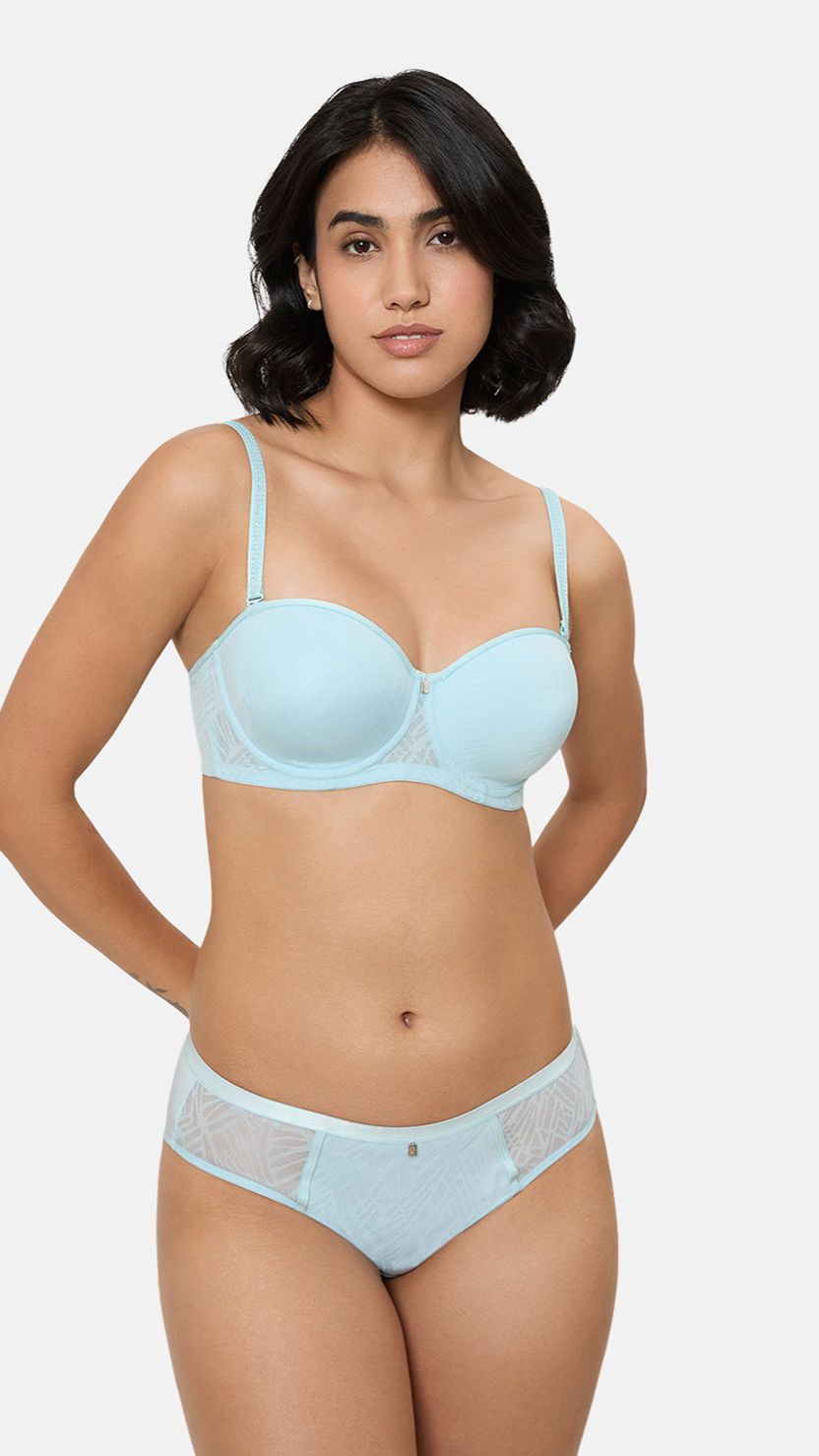 Triumph Sky Blue Comfort Fit Self Pattern Bra
