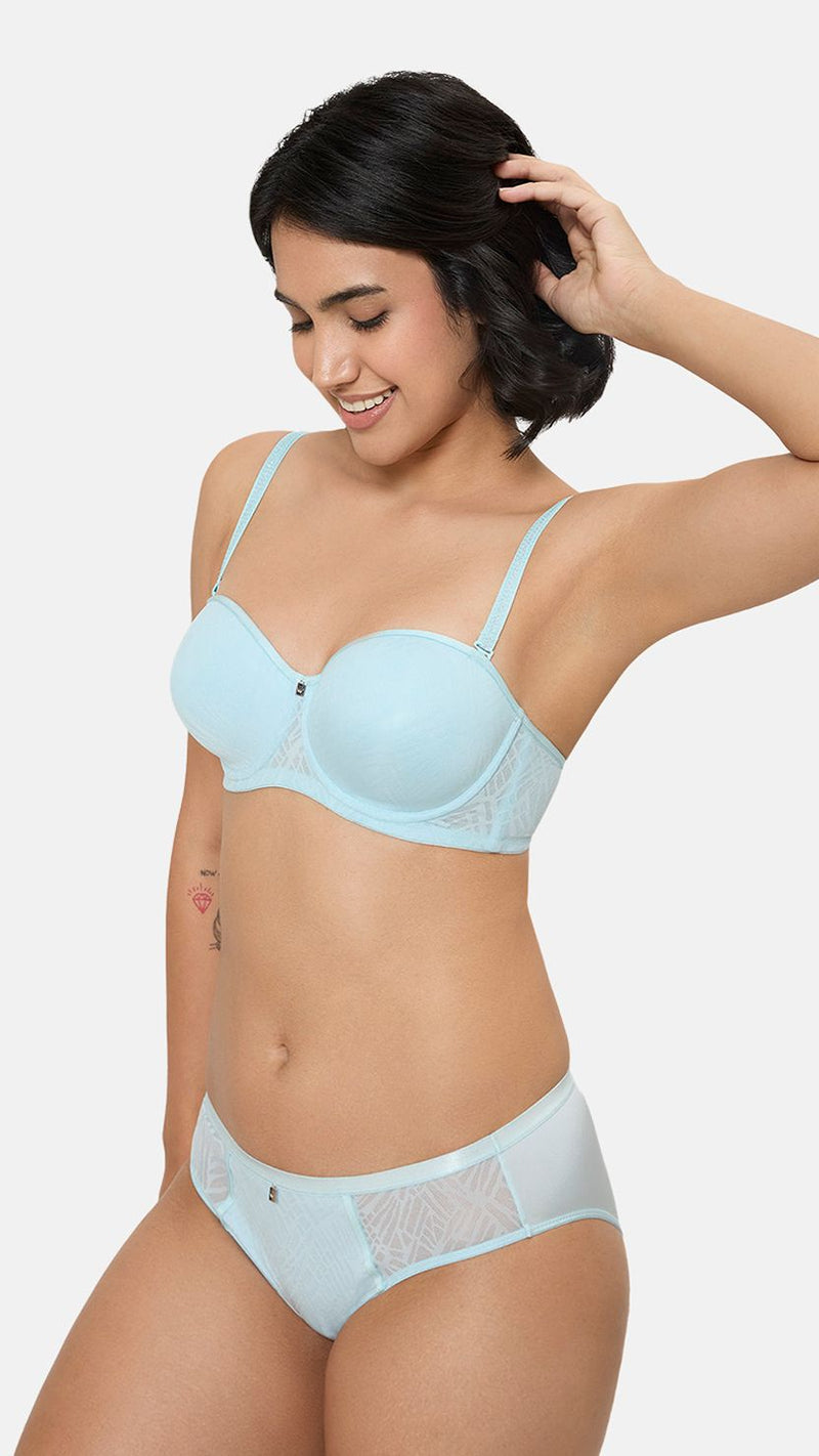 Triumph Sky Blue Comfort Fit Self Pattern Bra