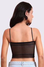 AXTZH Savvyy One-Piece Bralette Bra for Women with Sheer Detailing and Sleek Comfort Fit-X8055-BLACK-CN122