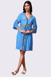 AXTZH  - Lightweight Resort Cover-Up Featuring Crochet Detailing and Breezy Fit-X0630-RBLUE-SNGA2