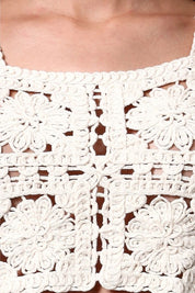 AXTZH Lightweight Beachwear Top for Women Featuring Boho Crochet Detailing-X2526-BEIGE-BW1PBL