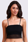 AXTZH Savvyy One-Piece Bralette Bra for Women with Sheer Detailing and Sleek Comfort Fit-X8055-BLACK-CN122