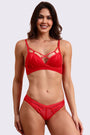 BELLAGIO Alluring Strappy Panty with Sheer Detailing and Coordinated Bra BP5331-RED
