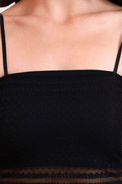 AXTZH Savvyy One-Piece Bralette Bra for Women with Sheer Detailing and Sleek Comfort Fit-X8055-BLACK-CN122