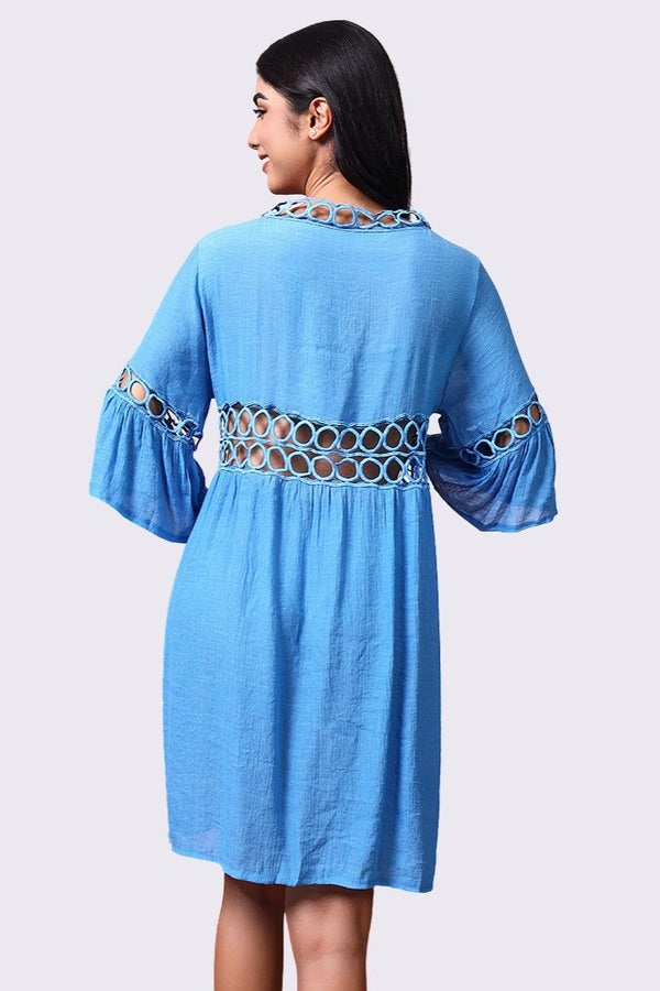 AXTZH  - Lightweight Resort Cover-Up Featuring Crochet Detailing and Breezy Fit-X0630-RBLUE-SNGA2