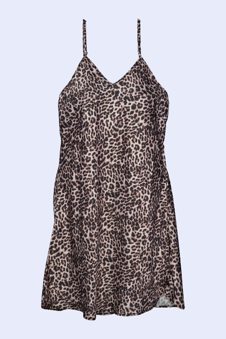 ANGELS FASHION Wild Romance Two-Piece Nightwear with Relaxed Robe and Sleek Dress AG0900-LEOPR-F11S