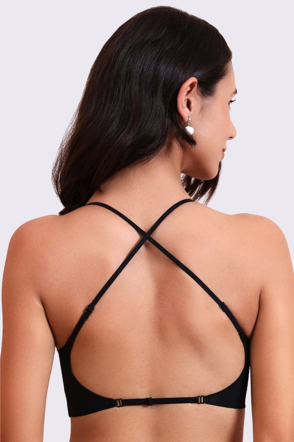 AXTZH Feminine Bralette Featuring Sheer Lace Accents and Lightweight Comfort-X5144-BLACK-CN114