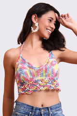 AXTZH Crochet Halter Beachwear Bra Top with Handcrafted Detailing and Playful Design-X0169-ASSTD1-BW1PBL