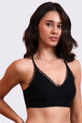 AXTZH Feminine Bralette Featuring Sheer Lace Accents and Lightweight Comfort-X5144-BLACK-CN114