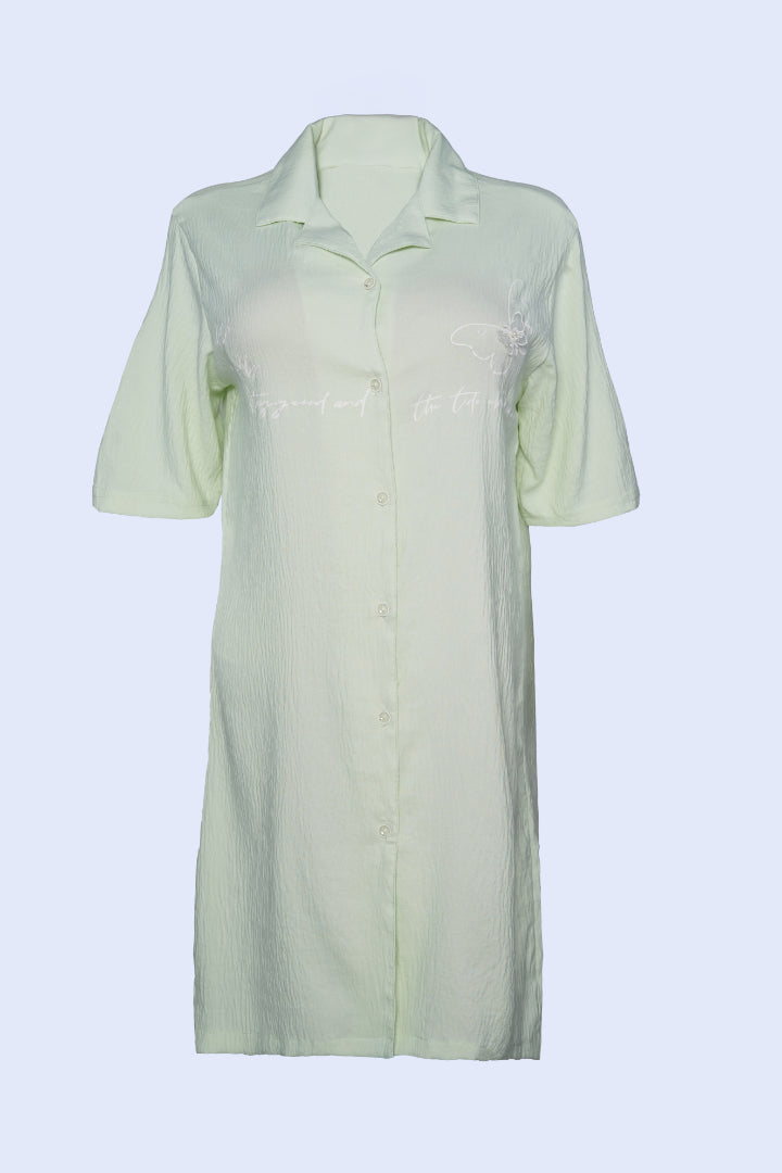 AXTZH Single-piece Shirt Style Nightwear X2218-MINT-G1C