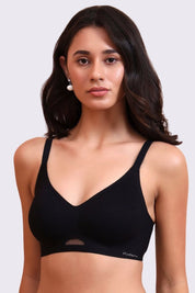 AXTZH Savvyy Women’s Everyday Bra with Soft Comfort Fit and Subtle Keyhole Detail XB3833-BLACK-CC101