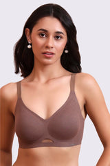 AXTZH Savvyy Women’s Everyday Bra with Soft Comfort Fit and Subtle Keyhole Detail XB3833-COFFEE-CC101