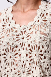 AXTZH Resort-Inspired Crochet Tank Featuring Intricate Open-Weave Design X0150-BEIGE-BW1PTA