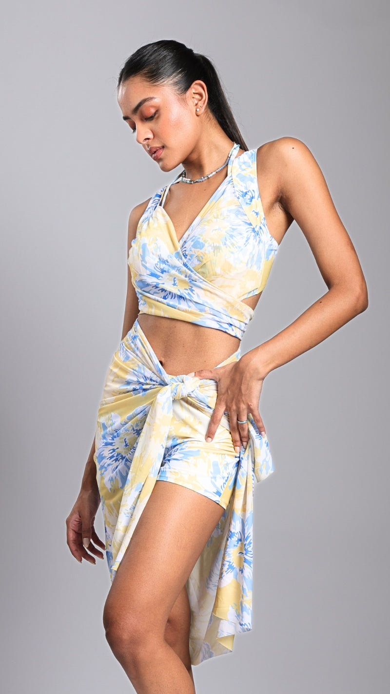 Floral 3-Piece Swimwear & Swimwear Set | Bralette, Shorts & Sarong