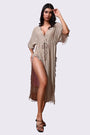 AXTZH Elegant Women’s Coverup Sarong Beachwear with Flowing Silhouette and Tie Detail-X8385-FF-SNGA1