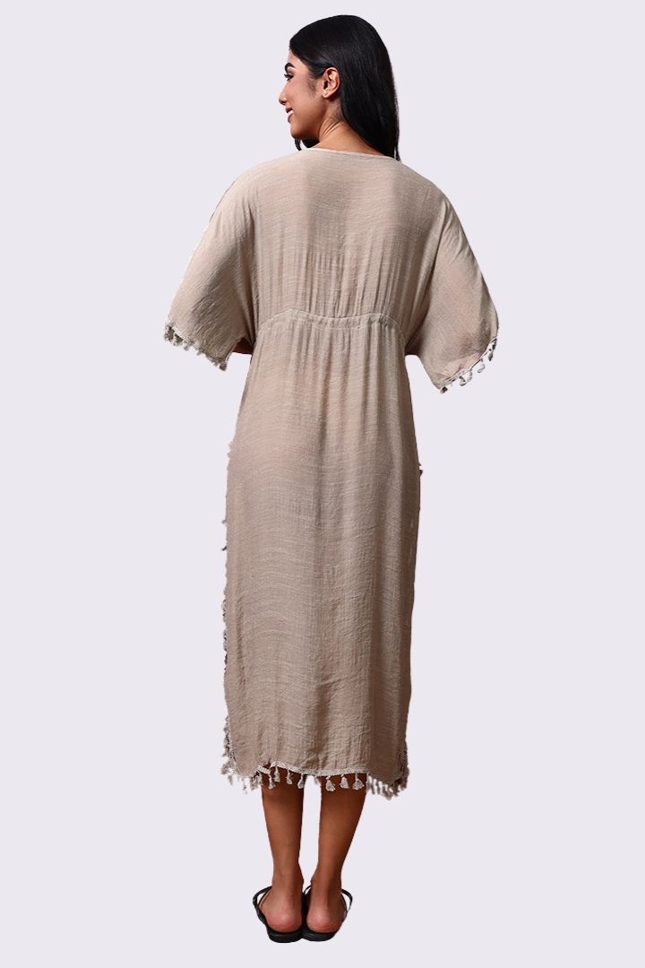 AXTZH Elegant Women’s Coverup Sarong Beachwear with Flowing Silhouette and Tie Detail-X8385-FF-SNGA1