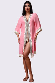 AXTZH  Lightweight Resort Cover-Up Featuring Crochet Detailing and Breezy Fit-X4511-ROSE-SNGA2