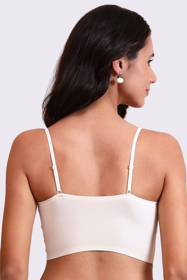 AXTZH Feminine Bralette Featuring Textured Detailing and Cropped Silhouette-X5300-IVORY-CN122