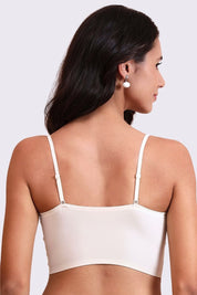 AXTZH Feminine Bralette Featuring Textured Detailing and Cropped Silhouette-X5300-IVORY-CN122