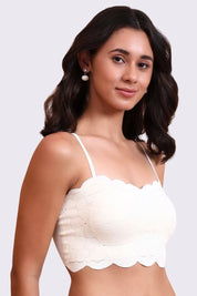 AXTZH Feminine Bralette Featuring Textured Detailing and Cropped Silhouette-X5300-IVORY-CN122