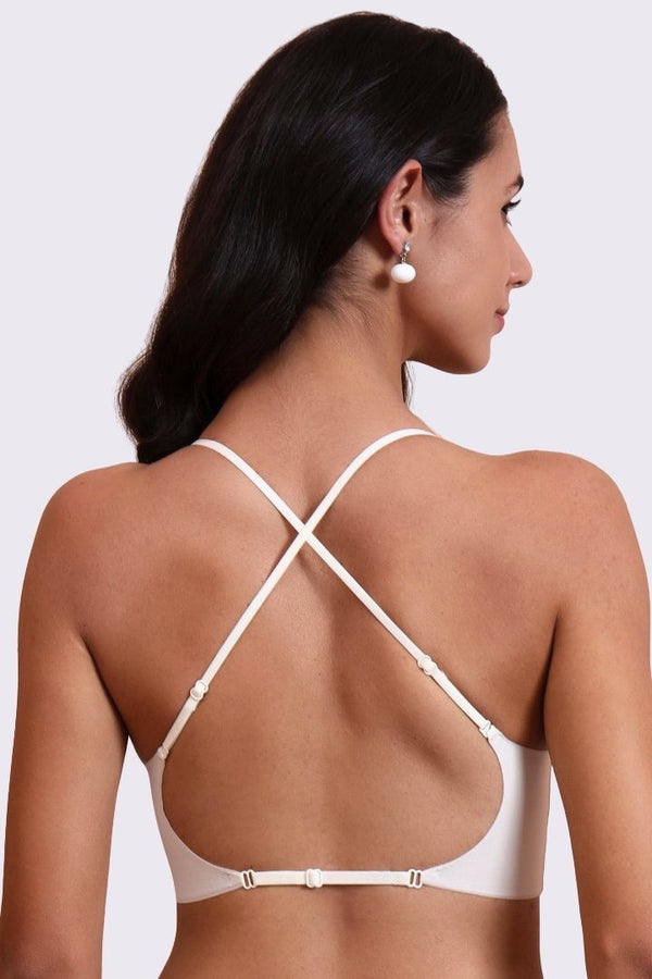 AXTZH Feminine Bralette Featuring Sheer Lace Accents and Lightweight Comfort-X5144-IVORY-CN114